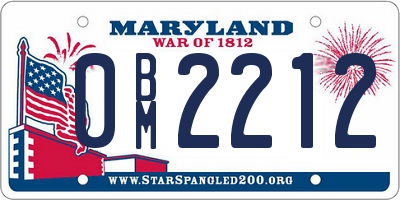 MD license plate 0BM2212