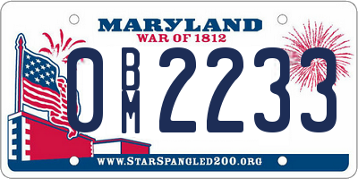 MD license plate 0BM2233