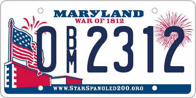 MD license plate 0BM2312