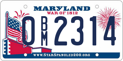 MD license plate 0BM2314