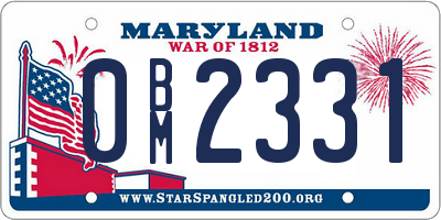MD license plate 0BM2331