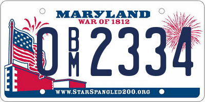 MD license plate 0BM2334
