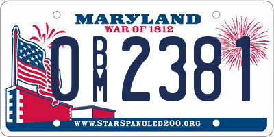MD license plate 0BM2381