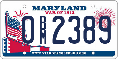 MD license plate 0BM2389