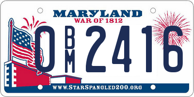 MD license plate 0BM2416