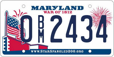 MD license plate 0BM2434