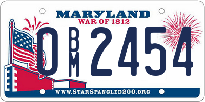 MD license plate 0BM2454