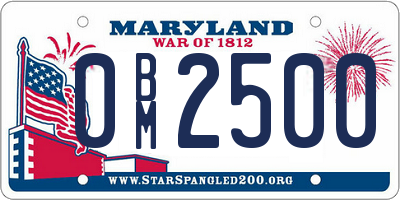 MD license plate 0BM2500