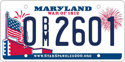 MD license plate 0BM2601