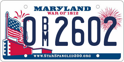 MD license plate 0BM2602