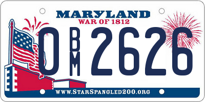 MD license plate 0BM2626