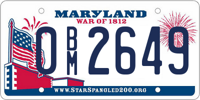 MD license plate 0BM2649