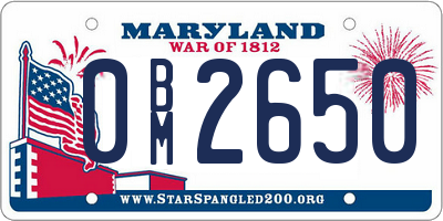 MD license plate 0BM2650