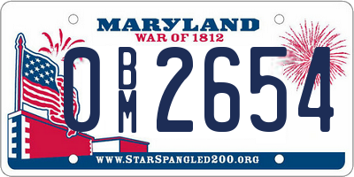 MD license plate 0BM2654