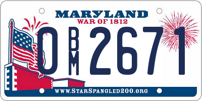 MD license plate 0BM2671