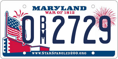 MD license plate 0BM2729