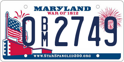 MD license plate 0BM2749