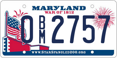 MD license plate 0BM2757