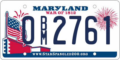 MD license plate 0BM2761