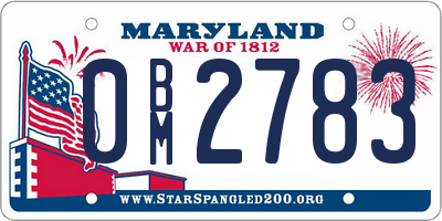 MD license plate 0BM2783