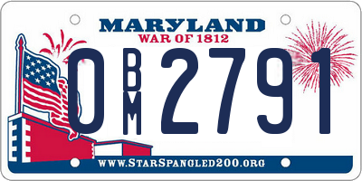 MD license plate 0BM2791