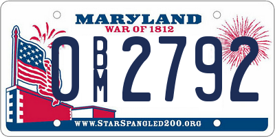 MD license plate 0BM2792