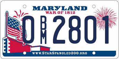 MD license plate 0BM2801