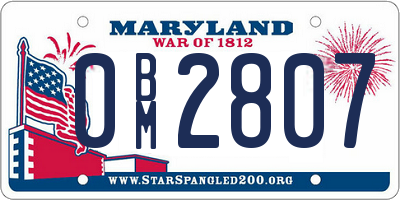 MD license plate 0BM2807