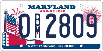 MD license plate 0BM2809