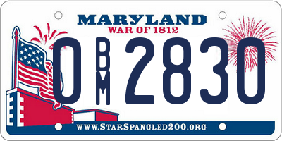 MD license plate 0BM2830