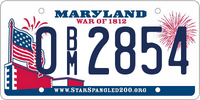MD license plate 0BM2854