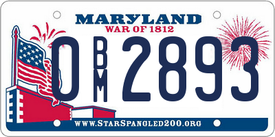 MD license plate 0BM2893