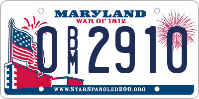 MD license plate 0BM2910