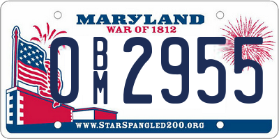 MD license plate 0BM2955