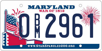 MD license plate 0BM2961