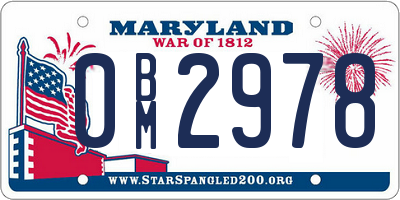 MD license plate 0BM2978