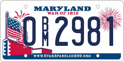 MD license plate 0BM2981