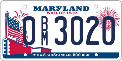 MD license plate 0BM3020