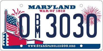 MD license plate 0BM3030