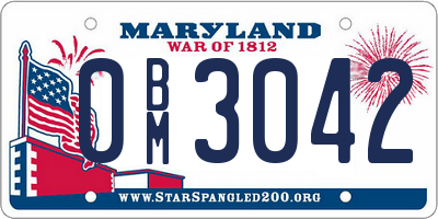 MD license plate 0BM3042