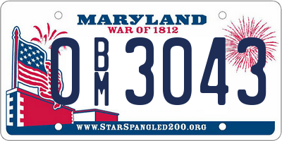 MD license plate 0BM3043