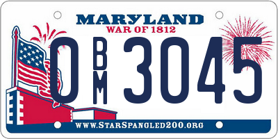 MD license plate 0BM3045