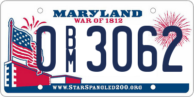 MD license plate 0BM3062
