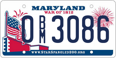 MD license plate 0BM3086