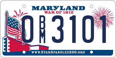 MD license plate 0BM3101