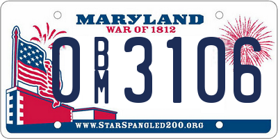 MD license plate 0BM3106