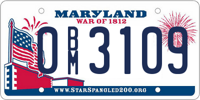 MD license plate 0BM3109