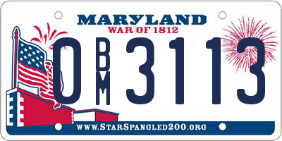 MD license plate 0BM3113