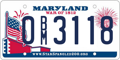 MD license plate 0BM3118