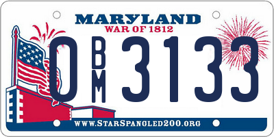 MD license plate 0BM3133